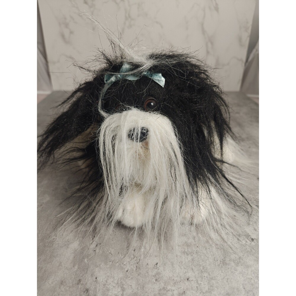 Toys R Us Animal Alley Shih Tzu Dog Plush 12" Black White Stuffed Animal 2000